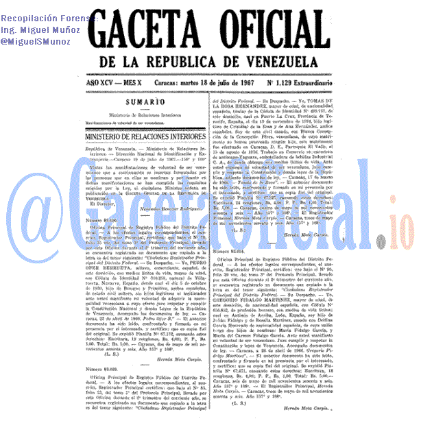 Gaceta Oficial 1129 del 18 Julio 1967
