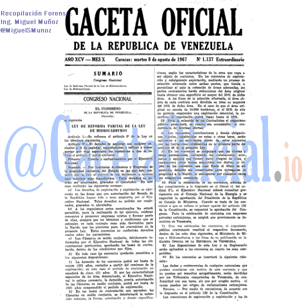Gaceta Oficial 1137 del 8 Agosto 1967