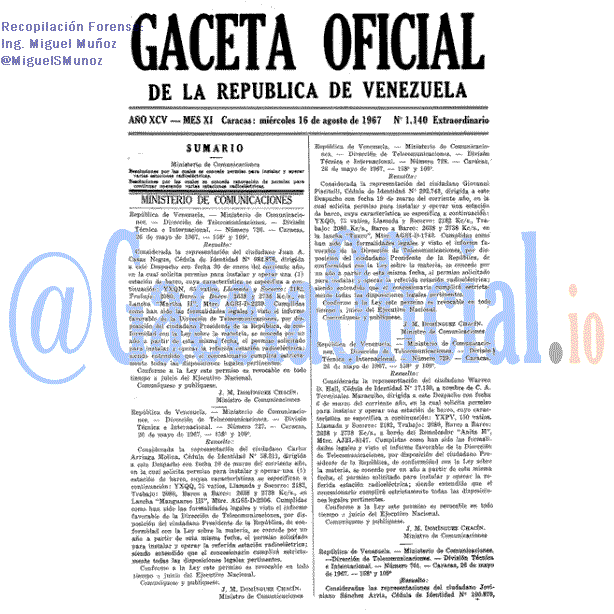 Gaceta Oficial 1140 del 16 Agosto 1967