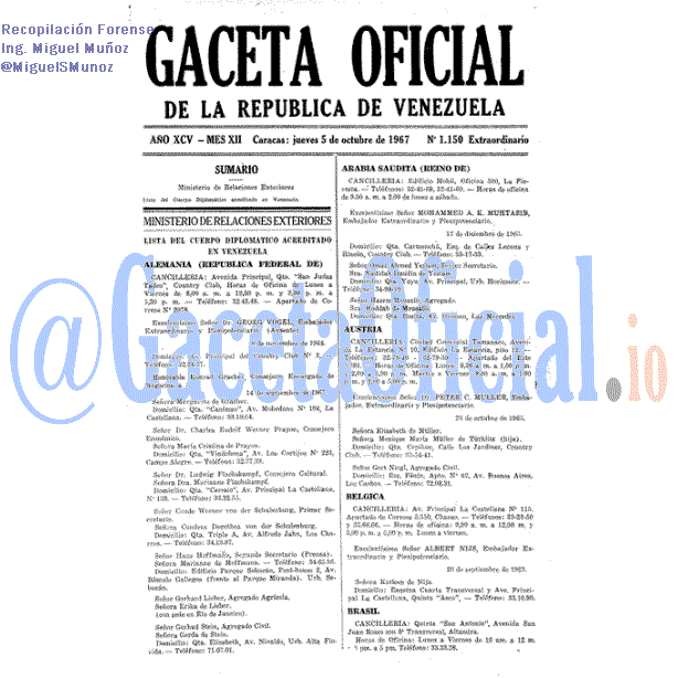 Gaceta Oficial 1150 del 5 Octubre 1967