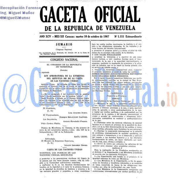 Gaceta Oficial 1151 del 10 Octubre 1967