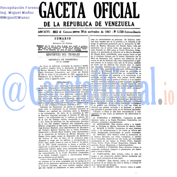 Gaceta Oficial 1158 del 16 Noviembre 1967