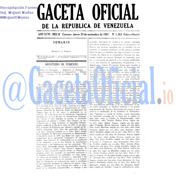 Gaceta Oficial 1163 del 23 Noviembre 1967