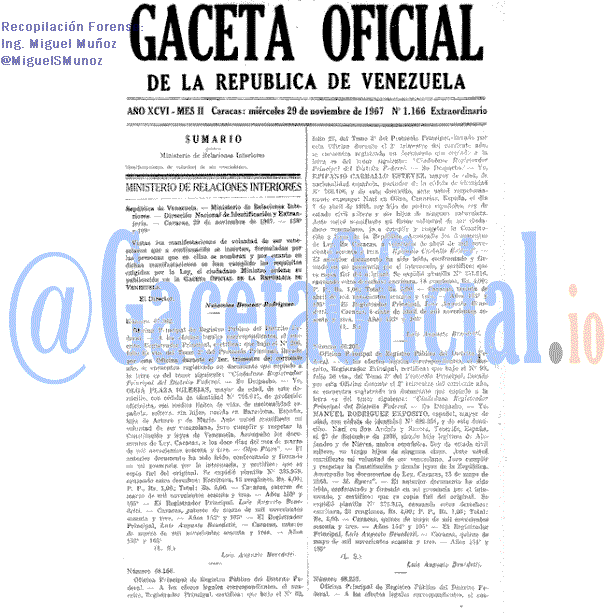 Gaceta Oficial 1166 del 29 Noviembre 1967