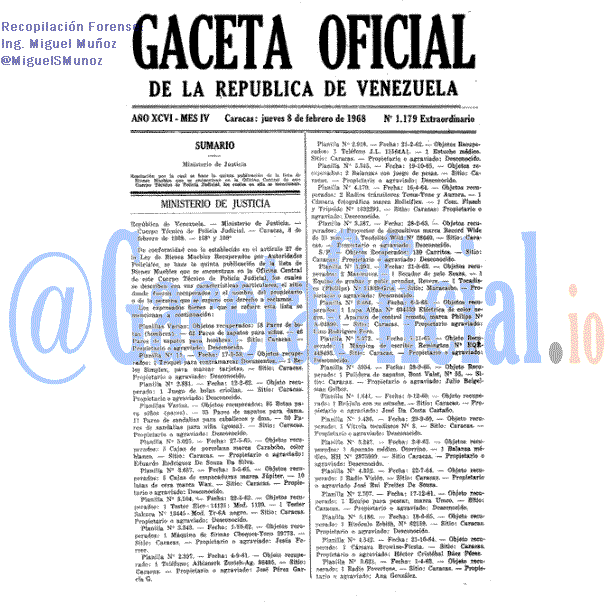 Gaceta Oficial 1179 del 8 Febrero 1968