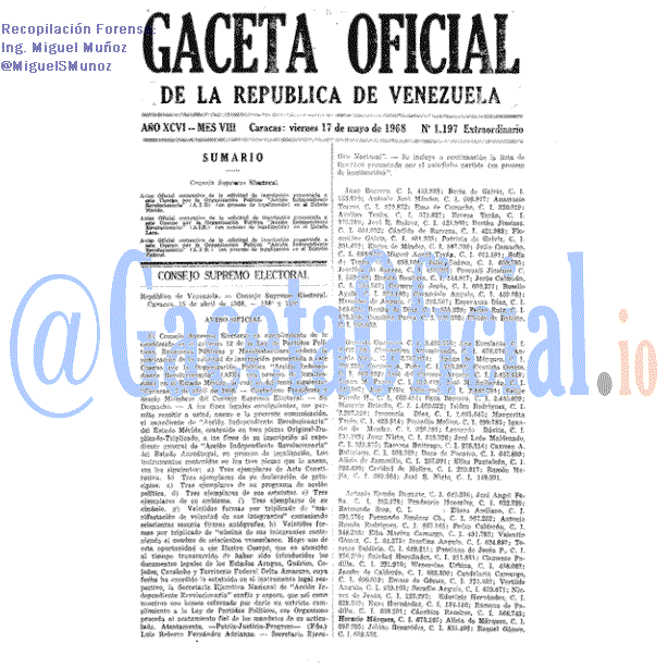 Gaceta Oficial 1197 del 17 Mayo 1968