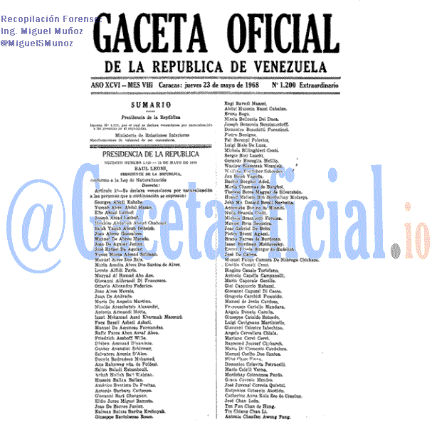 Gaceta Oficial 1200 del 23 Mayo 1968