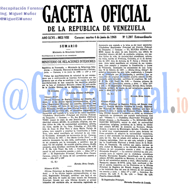 Gaceta Oficial 1207 del 4 Junio 1968