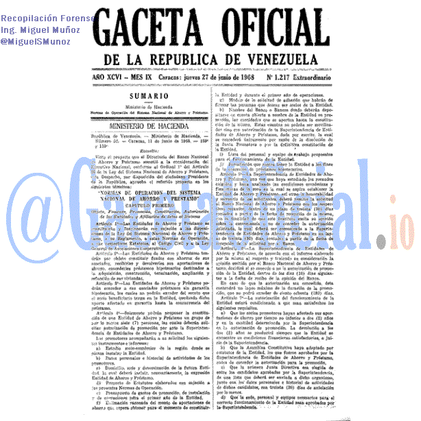 Gaceta Oficial 1217 del 27 Junio 1968