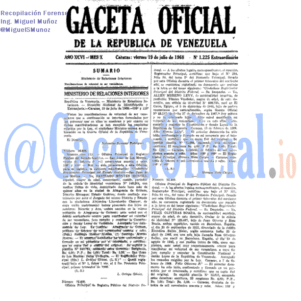Gaceta Oficial 1225 del 19 Julio 1968