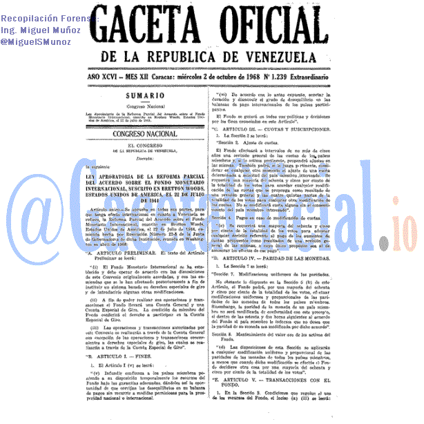 Gaceta Oficial 1239 del 2 Octubre 1968