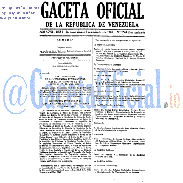 Gaceta Oficial 1248 del 8 Noviembre 1968