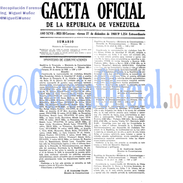 Gaceta Oficial 1254 del 27 Diciembre 1968