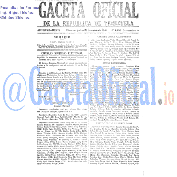 Gaceta Oficial 1259 del 30 Enero 1969