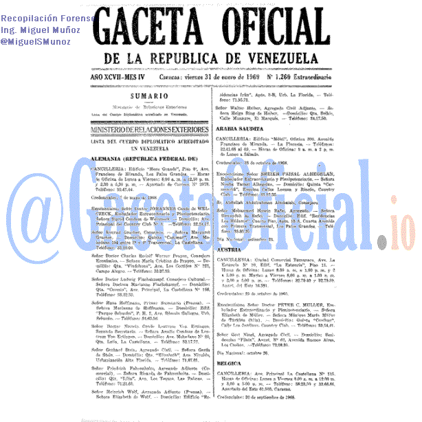 Gaceta Oficial 1260 del 31 Enero 1969