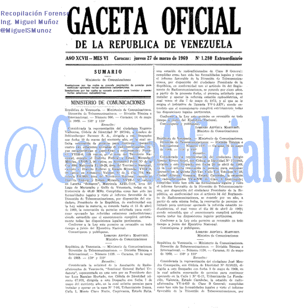 Gaceta Oficial 1280 del 27 Marzo 1969