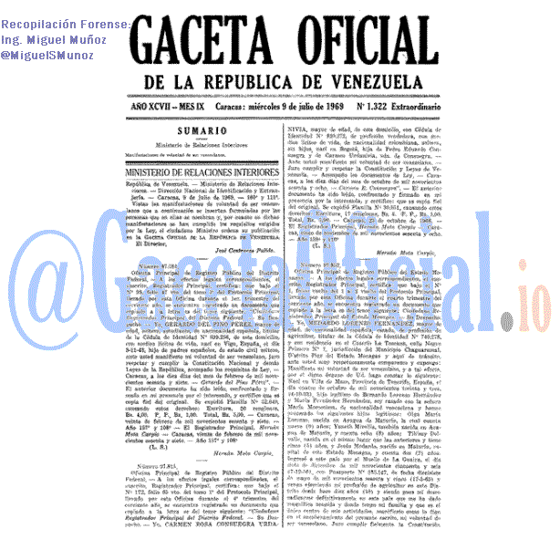 Gaceta Oficial 1322 del 9 Julio 1969