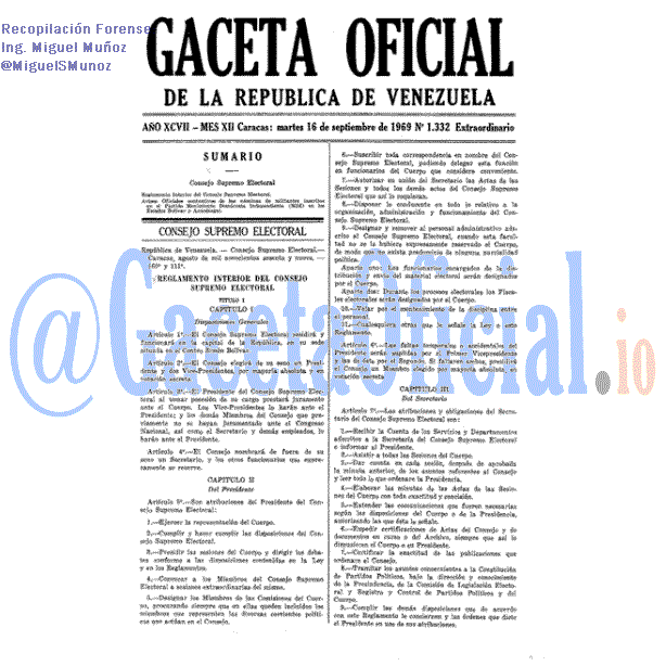 Gaceta Oficial 1332 del 16 Septiembre 1969