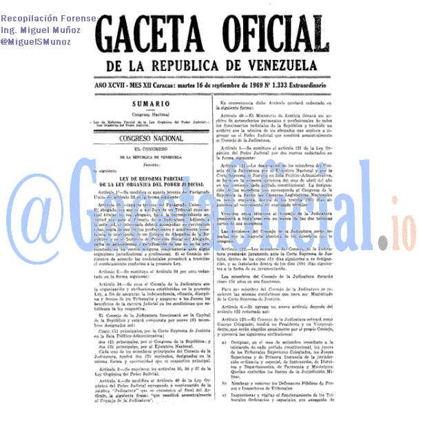 Gaceta Oficial 1333 del 16 Septiembre 1969
