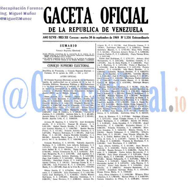 Gaceta Oficial 1336 del 30 Septiembre 1969