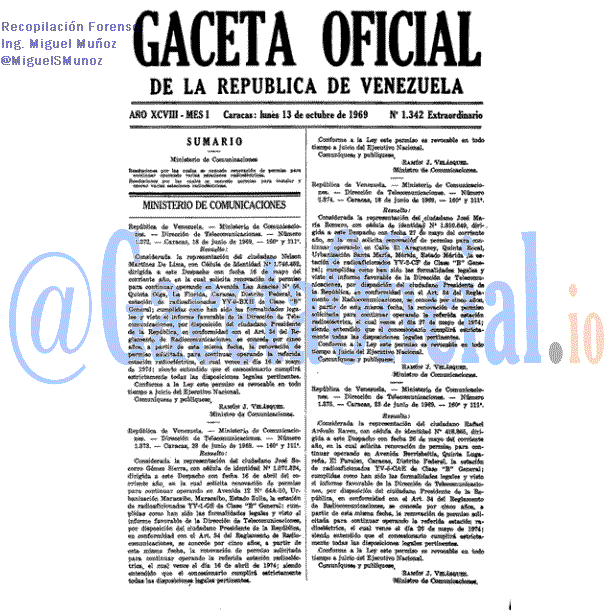 Gaceta Oficial 1342 del 13 Octubre 1969