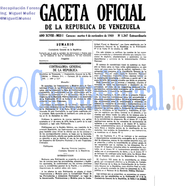 Gaceta Oficial 1347 del 4 Noviembre 1969