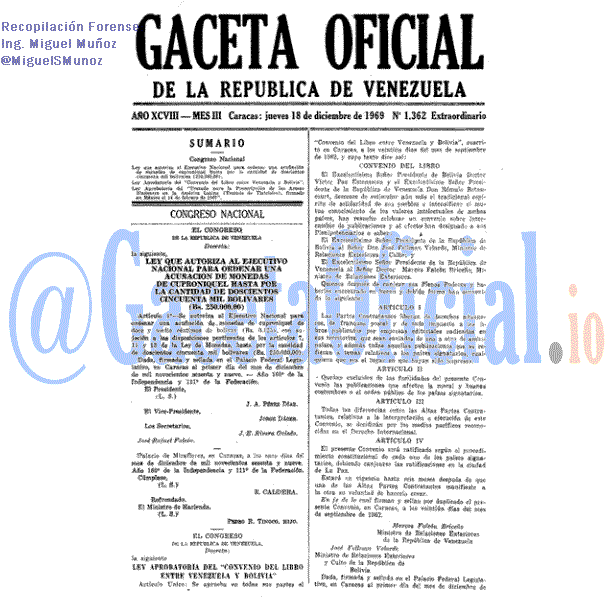 Gaceta Oficial 1362 del 18 Diciembre 1969