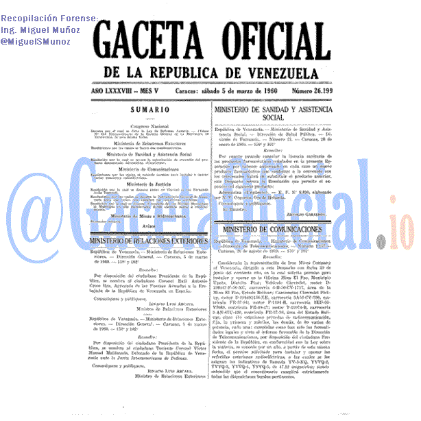 Gaceta Oficial 26199 del 5 Marzo 1960