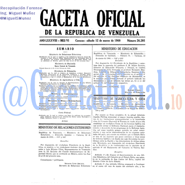 Gaceta Oficial 26205 del 12 Marzo 1960