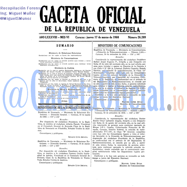 Gaceta Oficial 26209 del 17 Marzo 1960