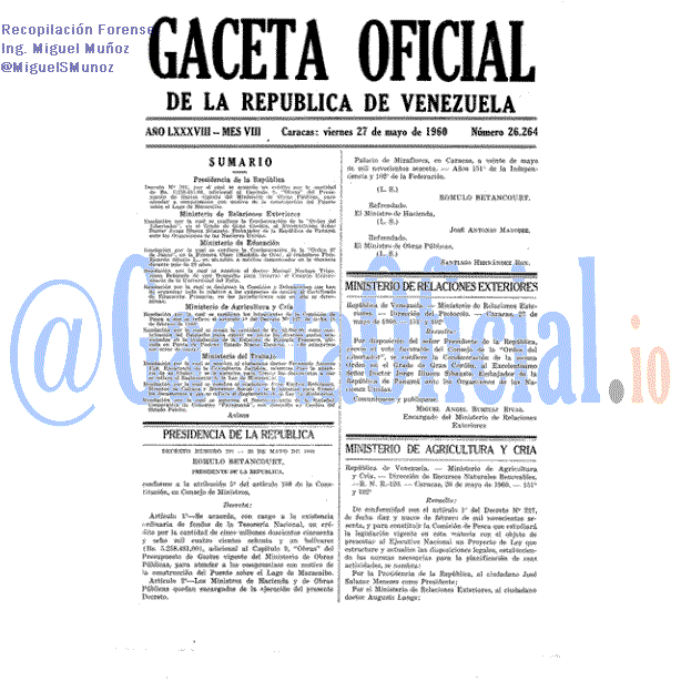 Gaceta Oficial 26264 del 27 Mayo 1960