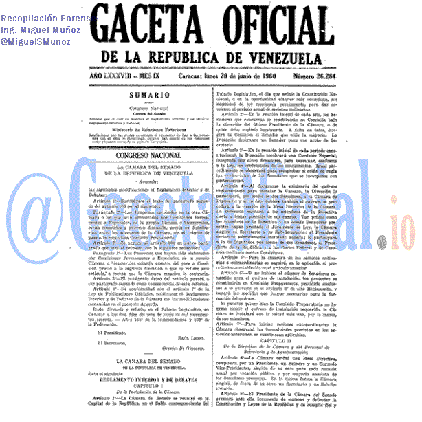 Gaceta Oficial 26284 del 20 Junio 1960