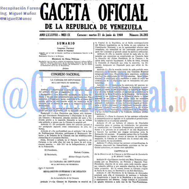 Gaceta Oficial 26285 del 21 Junio 1960