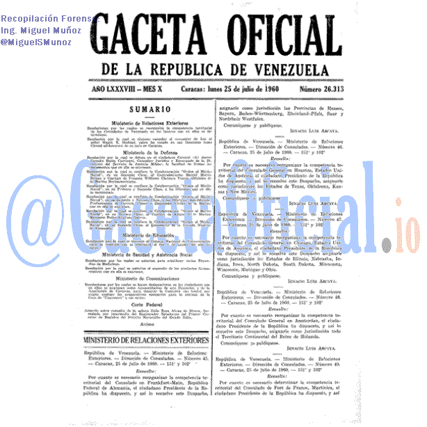 Gaceta Oficial 26313 del 25 Julio 1960
