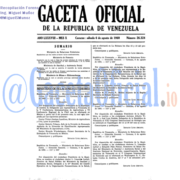 Gaceta Oficial 26324 del 6 Agosto 1960