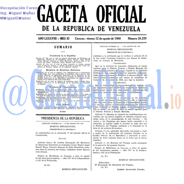 Gaceta Oficial 26329 del 12 Agosto 1960