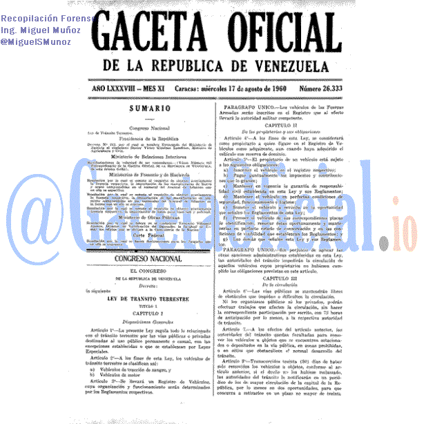 Gaceta Oficial 26333 del 17 Agosto 1960