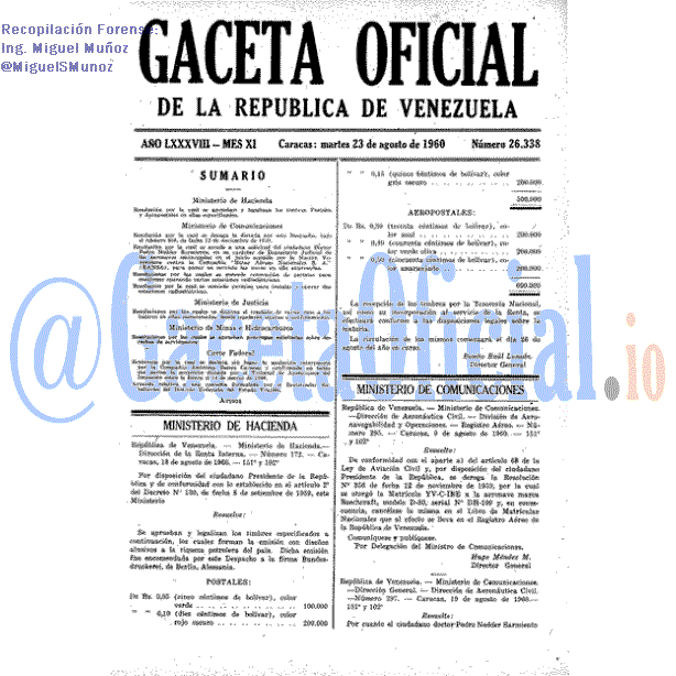 Gaceta Oficial 26338 del 23 Agosto 1960