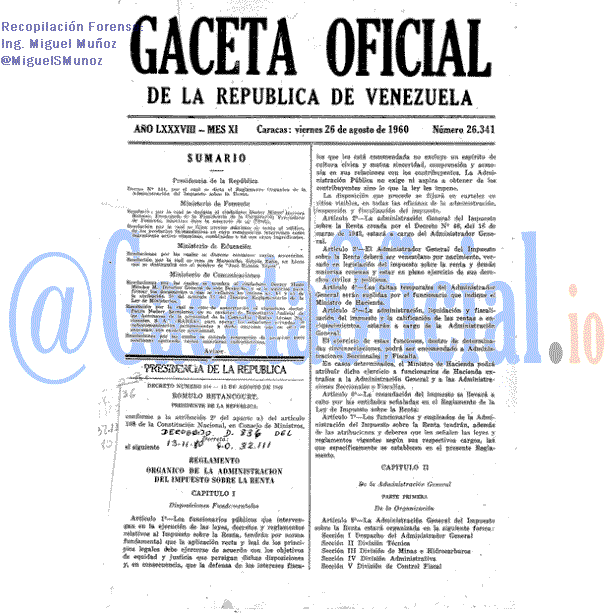 Gaceta Oficial 26341 del 26 Agosto 1960