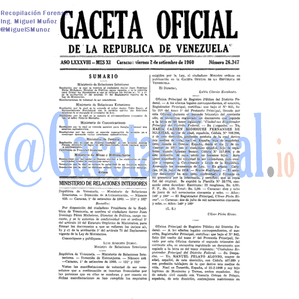 Gaceta Oficial 26347 del 2 Septiembre 1960