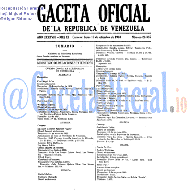 Gaceta Oficial 26355 del 12 Septiembre 1960