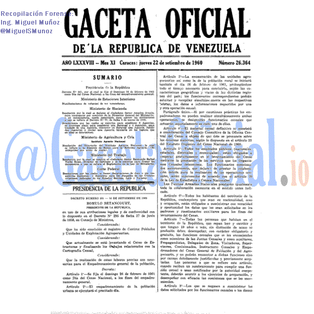 Gaceta Oficial 26364 del 22 Septiembre 1960