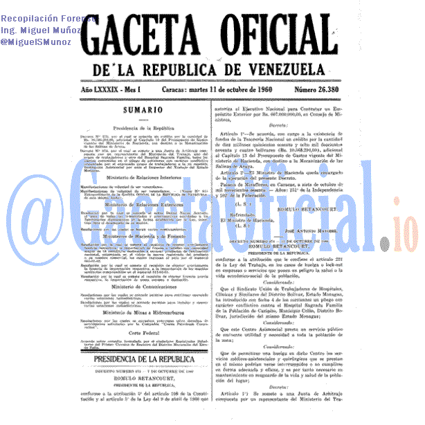 Gaceta Oficial 26380 del 11 Octubre 1960