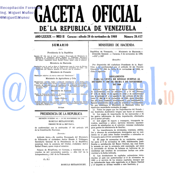 Gaceta Oficial 26417 del 26 Noviembre 1960