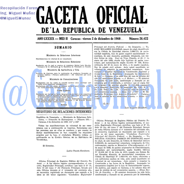 Gaceta Oficial 26422 del 2 Diciembre 1960