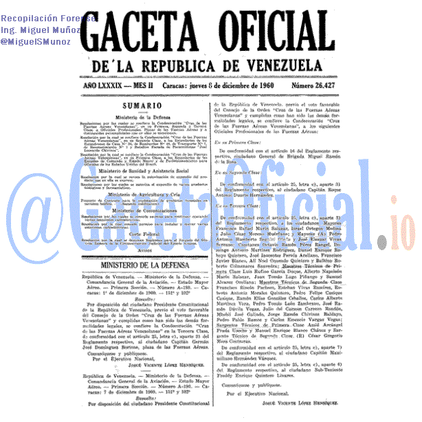 Gaceta Oficial 26427 del 8 Diciembre 1960