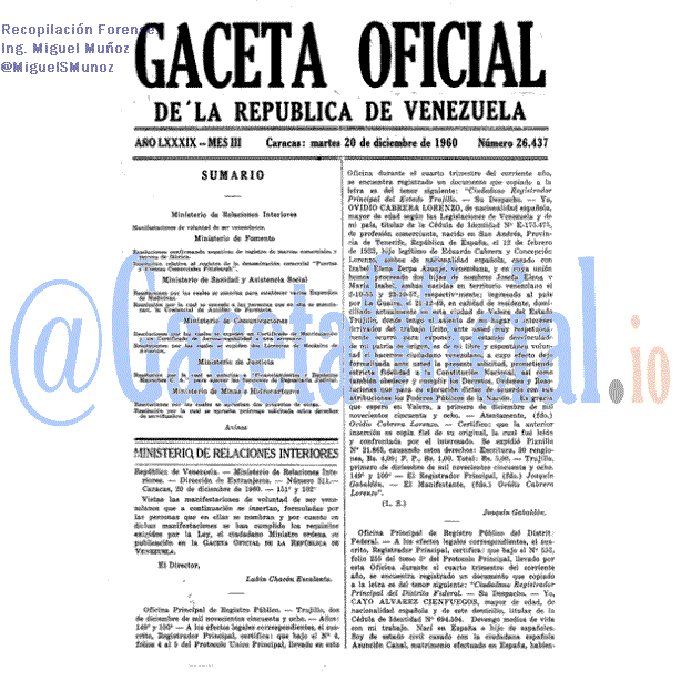 Gaceta Oficial 26437 del 20 Diciembre 1960