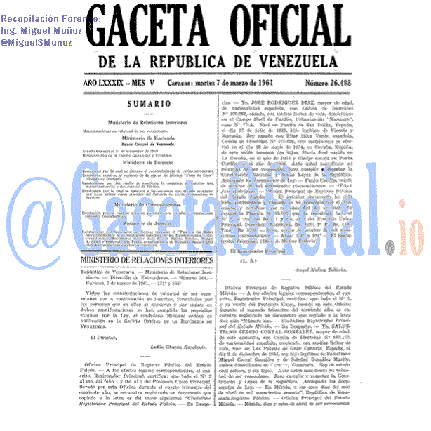 Gaceta Oficial 26498 del 7 Marzo 1961
