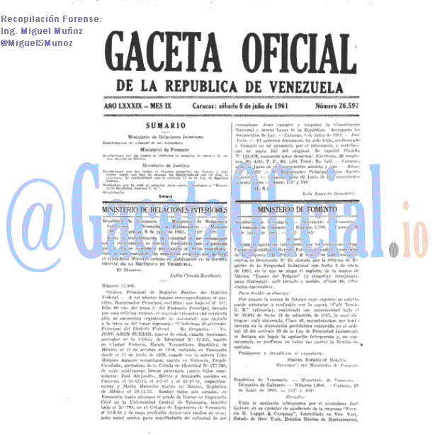 Gaceta Oficial 26597 del 8 Julio 1961