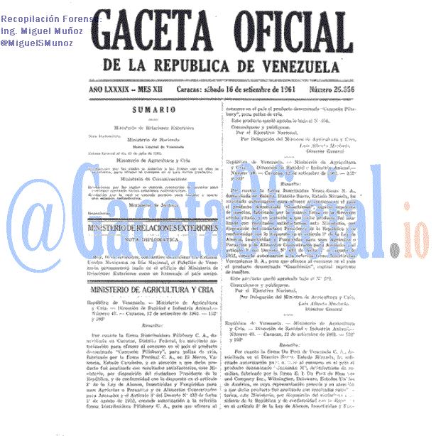 Gaceta Oficial 26656 del 16 Septiembre 1961